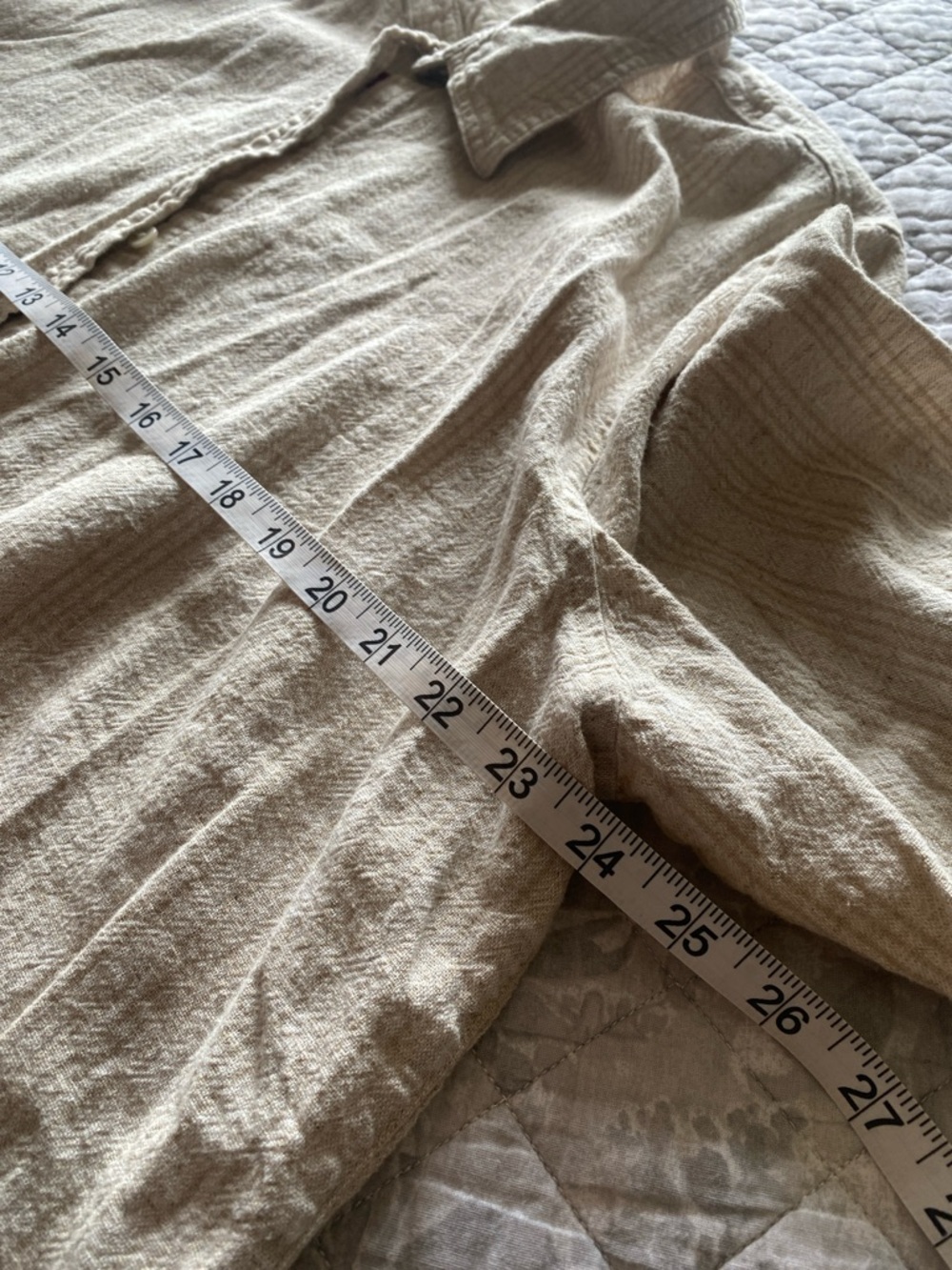 Orvis Women's Light Beige Striped linen blend Button-Down Shirt - Picture 6 of 6